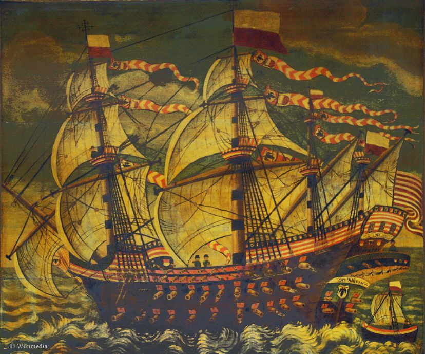 Die Adler von Luebeck zählt zu den bekanntesten Galeonen,der hansischen Geschichte, sie wurde 1567erbaut und sollte als kampfkräftiges Flaggschiff im Nordischen Krieg dienen. Dieses Bild ist eine Photographie des bekannten Gemäldes der Schiffergesellschaft zu Lübeck.
